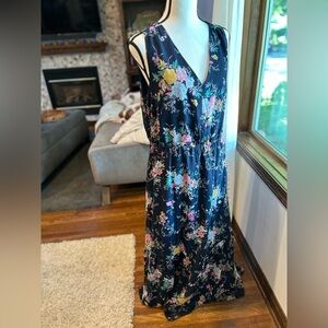 Floral Maxi dress navy and pink